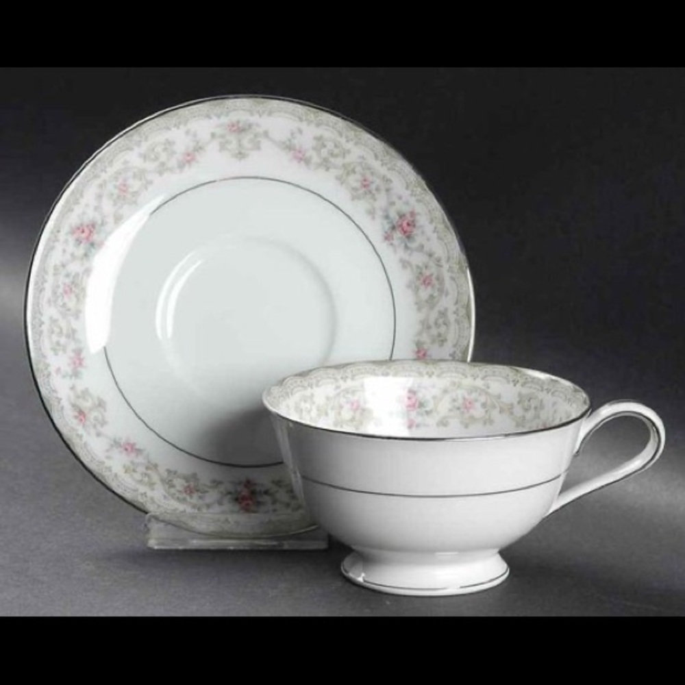 NORITAKE FOOTED TEA CUP & SAUCER #5807 EDGEWOOD